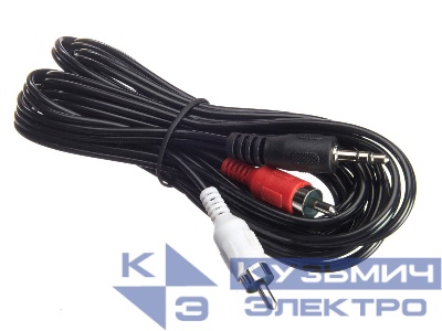 Шнур аудио-видео: 2RCA-3,5 мм стерео ( длина 3 м, литой), NETKO Optima