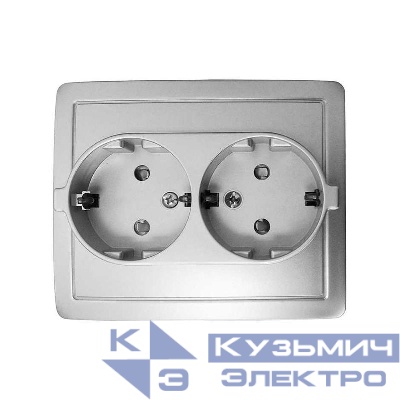 Розетка 2-м СП Simon15 16А IP20 250В с заземл. Schuko защ. шторки винт. клеммы алюм. Simon 1590451-033
