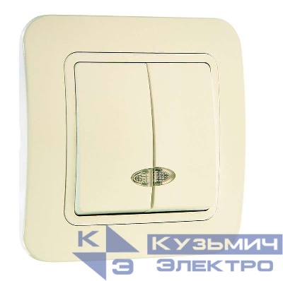 Выключатель 2-кл. СП Lillium 10А IP20 с подсветкой крем./крем. Makel 70223