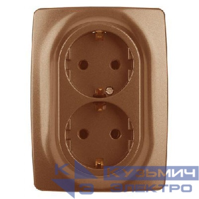 Розетка 2-м СП Эра12 12-2106-14 16А IP20 16AX 250В 2х2P+E Schuko медь Эра Б0031236