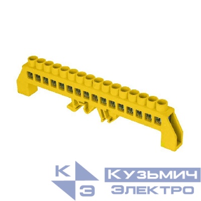 Шина нулевая PE 8х12 16 отверстий латунь желт. нейлоновый корпус комбинированный PROxima EKF sn0-125-16-dpe