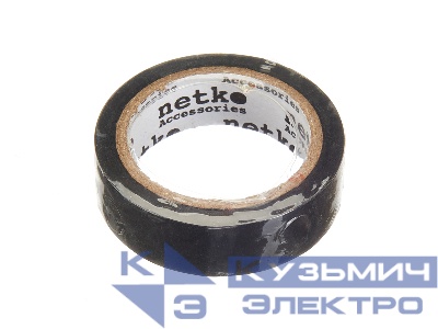 Изолента (лента изоляционная) 15мм х 5м, черная, 10шт, NETKO Optima