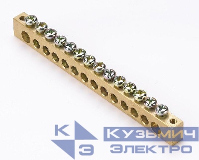 Шина нулевая 14 групп/крепеж по краям 8х12мм DEKraft 32006DEK