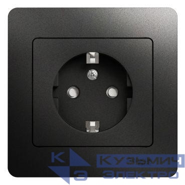 Розетка 1-м СП 1мод. Glossa 16А IP20 с заземл. защ. шторки в сборе антрацит SE GSL000744