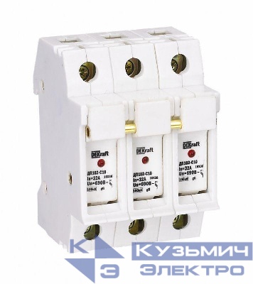 Держатель предохранительного типа C10 ДП102-С10-3Р DEKraft 21385DEK