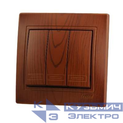 Выключатель 3-кл. СП Mira 10А сосна LEZARD 701-0801-109