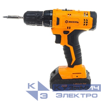 Дрель-шуруповерт аккумуляторная ДА-20Л-2К (2.0 А/ч) Вихрь 72/14/21