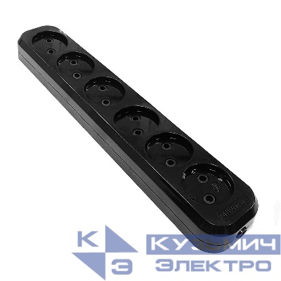 Колодка удлинителя 6-м без заземл. АБС-пластик черн. UNIVersal 2239