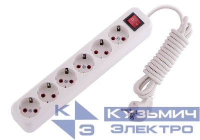 Удлинитель 6х3м с заземл. 16А IP20 Lila с выкл. LEZARD 720-0603-602