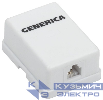 Розетка телефонная 1-м ОП RJ12 кат.3 UTP GENERICA CS2-3C03U-12-G