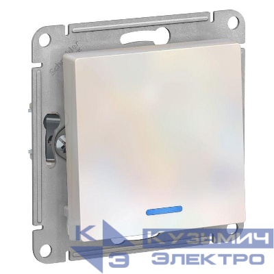 Выключатель 1-кл. СП AtlasDesign 10А IP20 (сх. 1а) 10AX с подсветкой механизм жемчуж. SE ATN000413