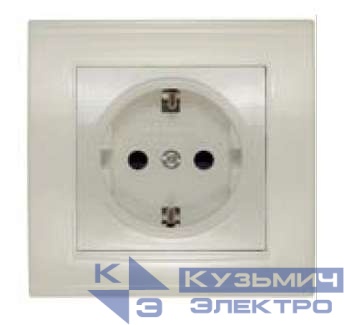 Розетка 1-м СП Бриллиант 16А IP20 с заземл. защ. шторки сл. кость UNIVersal 7948851