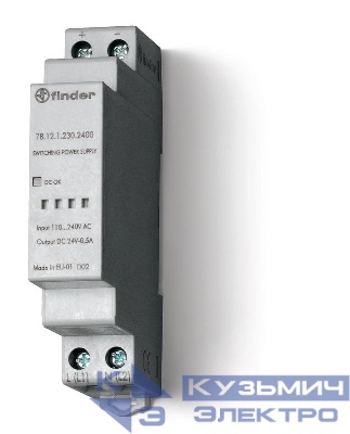 Источник питания импульсный вход 110...240В AC / выход 24В DC 12Вт модульный 17.5мм IP20 FINDER 781212302400
