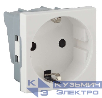 Розетка 1-м 16А IP20 45х45 с заземл. защ. шторки бел. Ruvinil АДЛ 13-900
