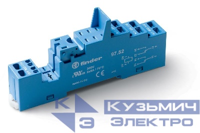 Розетка с безвинт. клеммами (пружинный зажим) для реле 46.52 модули 86.30 99.02 в комплекте металлич. клипса 097.71 син. FINDER 9752SMA