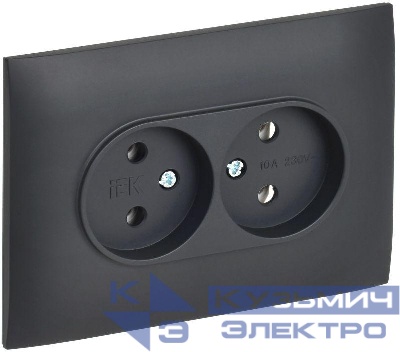 Розетка 2-м SKANDY 10А без заземл. без защ. шторок в сборе SK-R10T титан IEK SK-R20-10-K48-F