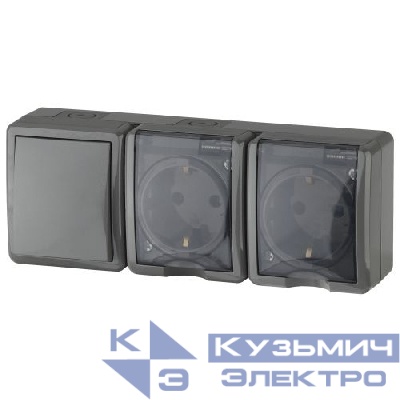 Блок ОП 2 розетки+выключатель 11-7403-0 16АХ(10AX)-250В IP54 Эксперт сер. ЭРА Б0027674