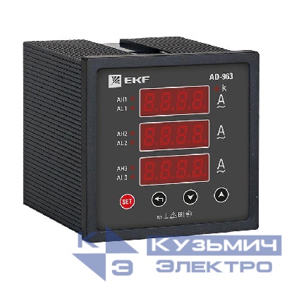 Амперметр цифровой AD-963 3ф на панель 96х96 EKF ad-963