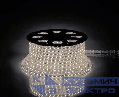 Лента светодиодная LS704 60SMD(2835)/м 4.4Вт/м 220В IP65 4000К с 2 сетевыми шнурами 2 заглушками 2 коннекторами 10 крепежами в комплекте (уп.100м) FERON 48291