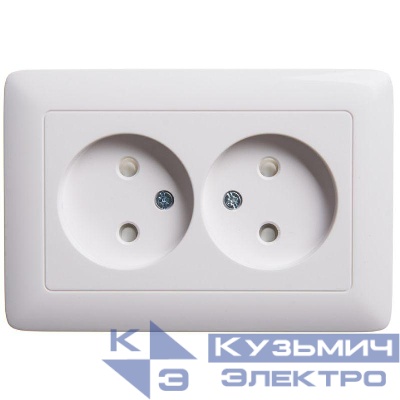 Розетка 2-м СП Хит 16А IP20 без заземл. защ. шторки бел. SE RS16-230-B