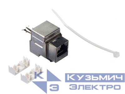 Модуль Keystone экранированный, RJ45, cat.5e, 90°, 110/Krone тип, под инструмент, KE, металлик, NETKO Expert CKC