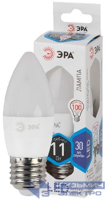 Лампа светодиодная B35-11w-840-E27 свеча 880лм ЭРА Б0032983