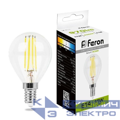 Лампа светодиодная LB-511 11Вт прозрачная 4000К E14 230В FERON 38014