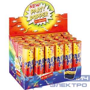 Хлопушка пружинная (твист) 20см разноцв. папиросная/металлиз. бумага 2-3м (уп.24шт) SHLights 4610003324407