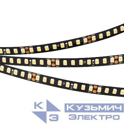 Лента светодиодная RT-A160-BLACK-8mm 24V Warm 3000К 12Вт/м IP20 2835 высок. эффект. 150лм/Вт (уп.5м) Arlight 029426(2)