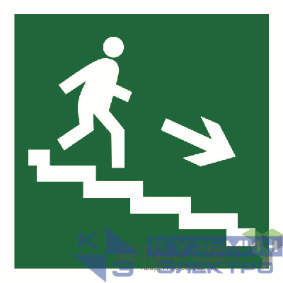 Знак безопасности BL-2020B.E13"Напр. к эвакуац. выходу по лестн. вниз (прав.)" Белый свет a21286