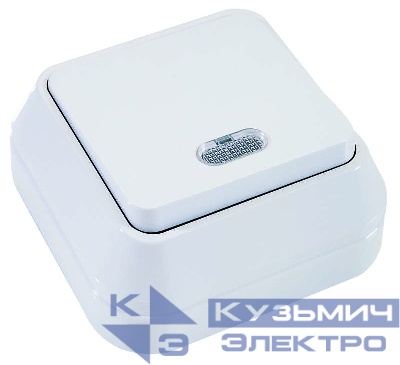 Переключатель проходной 1-кл. ОП 10А IP20 с подсветкой бел. Makel 45125