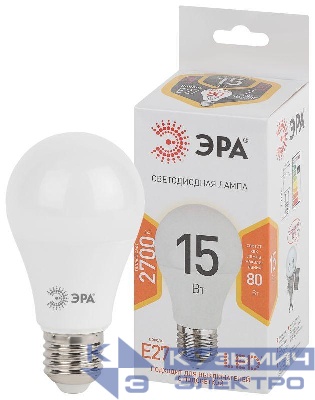 Лампа светодиодная A60-15W-827-E27 грушевидная 1200лм Эра Б0020592