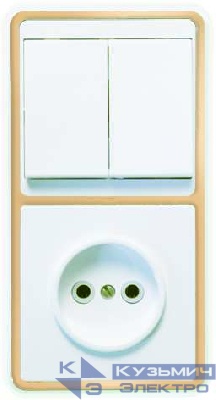 Блок БКВР-038 Бэлла (2-кл. выкл. + розетка) зол. Кунцево 5828