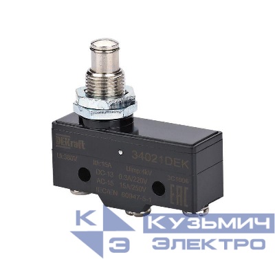 Выключатель концевой 1НО1НЗ миниатюрный длин. плунжерн. типа DEKraft 34021DEK