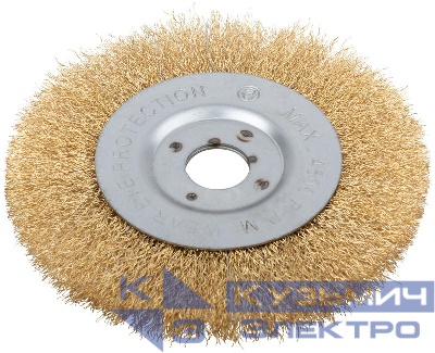 Корщетка-колесо посадочный диаметр 22.2мм стальная латунированная волнистая проволока 150мм FIT 39066