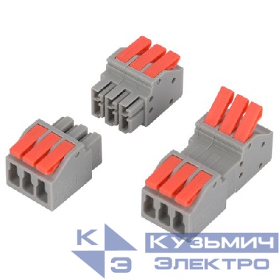 Клемма проходная разъемная 222-2413R 3п 0.08-2.5/4кв.мм с рычагами NO-225-404 (уп.10шт) Эра Б0067948