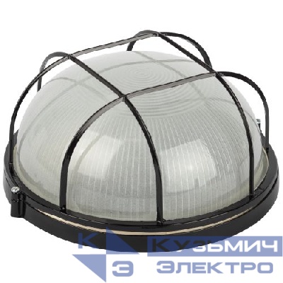 Светильник НБП 03-100-002 1х100Вт E27 IP54 акватермо алюм./стекло D240 круг черн. с решеткой Эра Б0063876