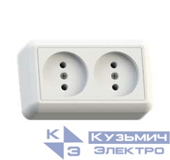 Розетка 2-м ОП Оптима РА10-373 10А IP20 без заземл. с монтаж. пластиной бел. Кунцево 8009