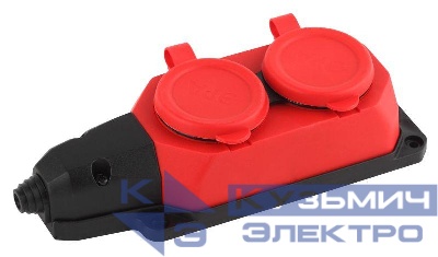 Колодка удлинителя 2-м с заземл. 16А IP44 K-2e-RED-IP44 каучук красн. Эра Б0044551