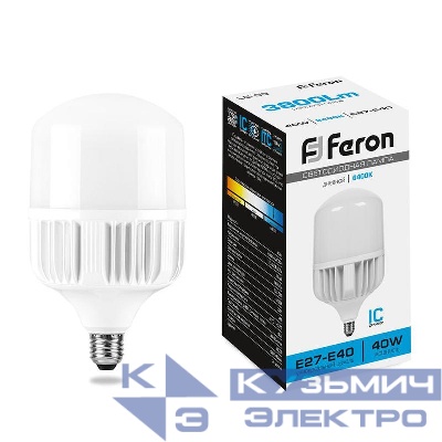 Лампа светодиодная LB-65 40Вт T100 6400К E27-E40 230В FERON 25538