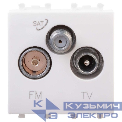 Розетка телевизионная TV/FM/SAT 2мод. 16А Avanti "Белое облако" DKC 4400532