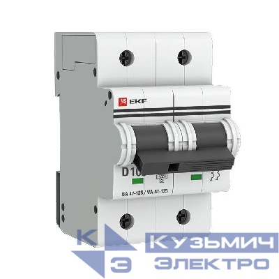 Выключатель автоматический модульный 2п D 100А 15кА ВА 47-125 PROxima EKF mcb47125-2-100D