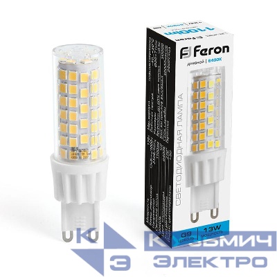 Лампа светодиодная LB-436 13Вт JCD 6400К G9 230В FERON 38154