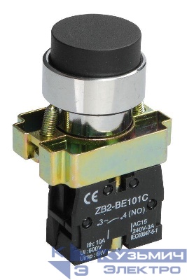 Кнопка LAY5-BL21 1НО без подсветки черн. KARAT IEK BBT70-BL-K02