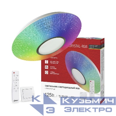 Светильник светодиодный COMFORT CRYSTAL-RGB 125Вт 3000-6500К 10000лм 230В 500х115мм с пультом ДУ IN HOME 4690612058702