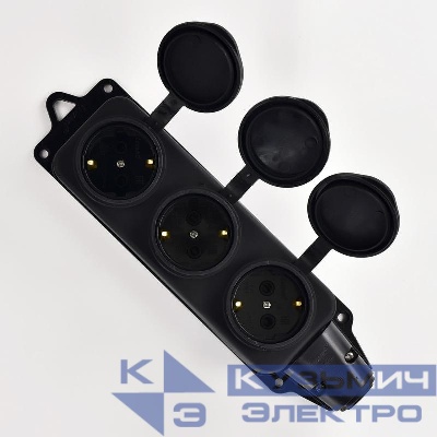 Колодка 3-м 16А IP44 2P+PE 220-240В каучук LEZARD 106-0400-0101/101