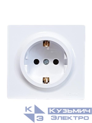 Розетка 1-м ОП LETO с заземл. ПБТ бел. LEZARD 752-0200-122B