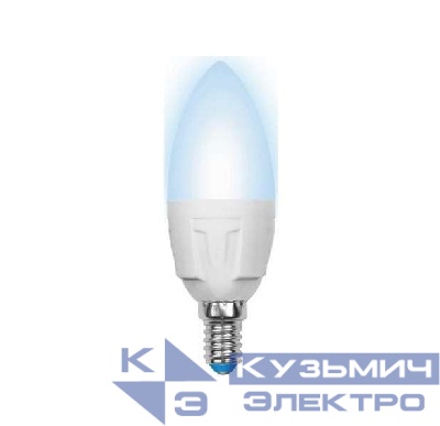Лампа светодиодная LED-C37 7W/NW/E14 /FR PLP01WH Яркая 7Вт свеча матовая 4000К нейтр. бел. E14 (упак. картон) Uniel UL-00002411