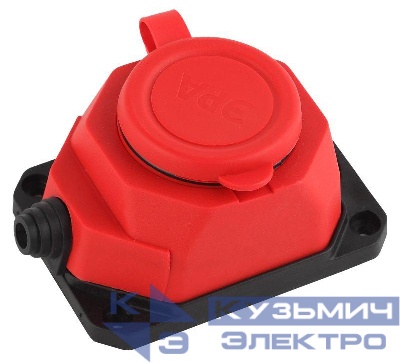 Колодка удлинителя 1-м с заземл. 16А IP44 K-1e-RED-IP44 каучук красн. Эра Б0044550