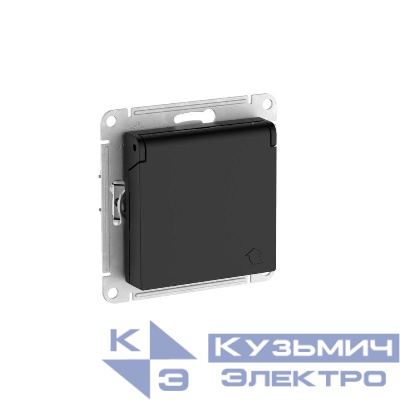 Розетка AtlasDesign 16А IP20 с заземл. защ. шторки с крышкой быстрозажим. клем. механизм карбон SE ATN001046S
